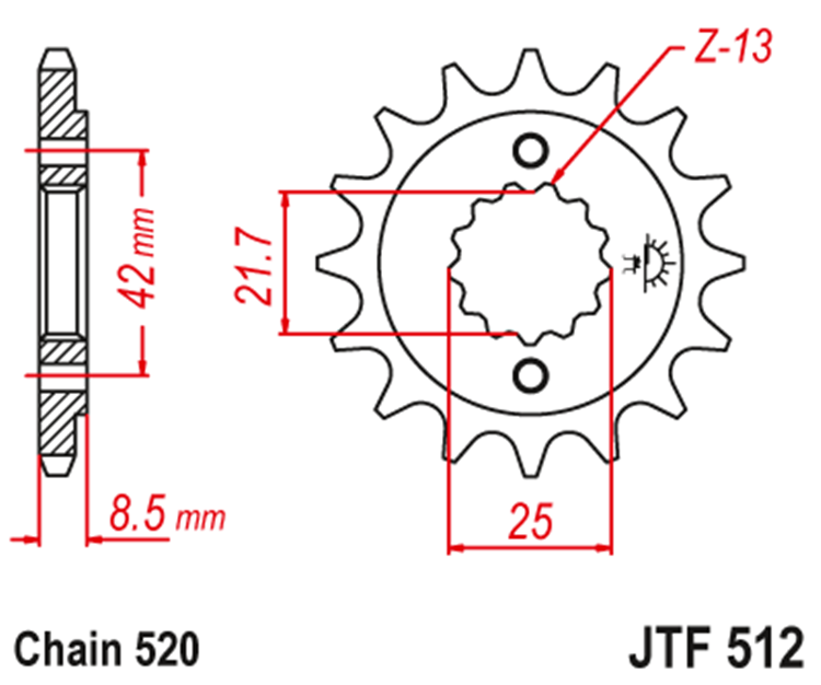 PION JT 512 de acero con 16 dientes